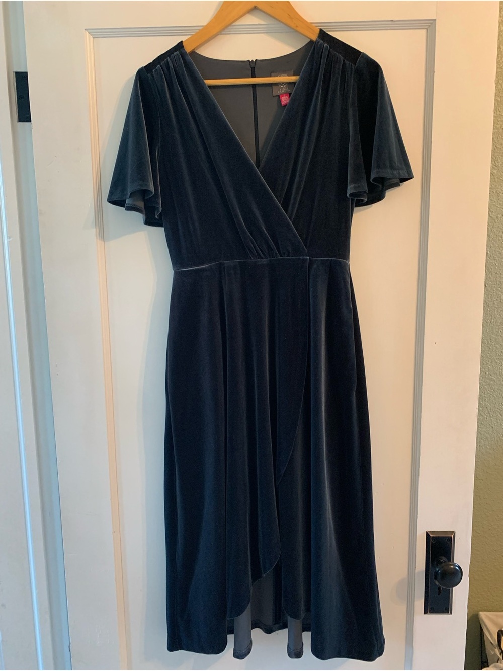 Elegant Velvet Midi Dress - Dark Teal